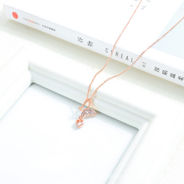 Fashion Hollow Butterfly Love Diamond Stainless Steel Necklace Jewelry